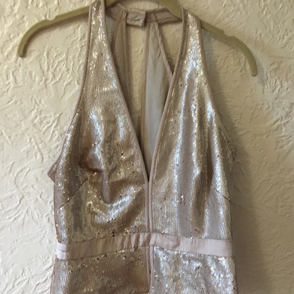 Gold sequin halter top